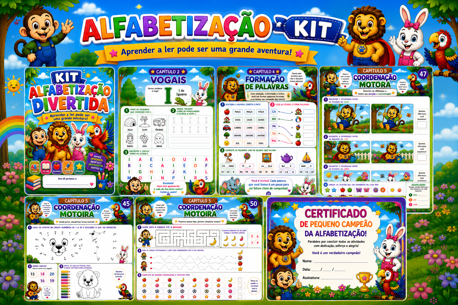 Páginas internas do Kit Alfabetização Divertida