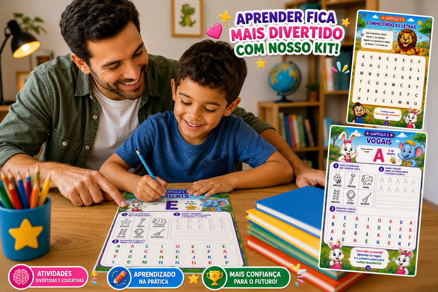 Mosaico de páginas internas do Kit